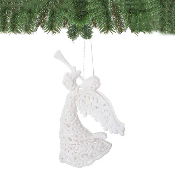 Christmas ornament white angel for the tree Springos CA0049 16.5 cm