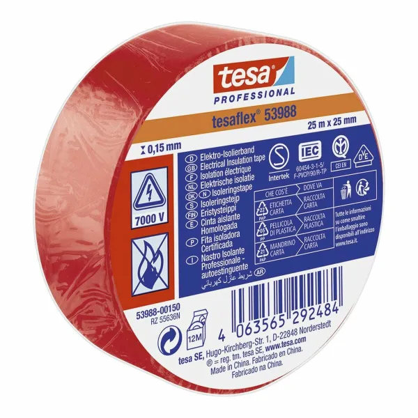 Eristysteippi TESA Punainen PVC 25 mm x 25 m
