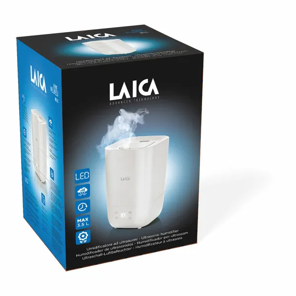 Ультразвуковой увлажнитель с диффузором аромата со светодиодной подсветкой LAICA 25 W 3,3 L Белый