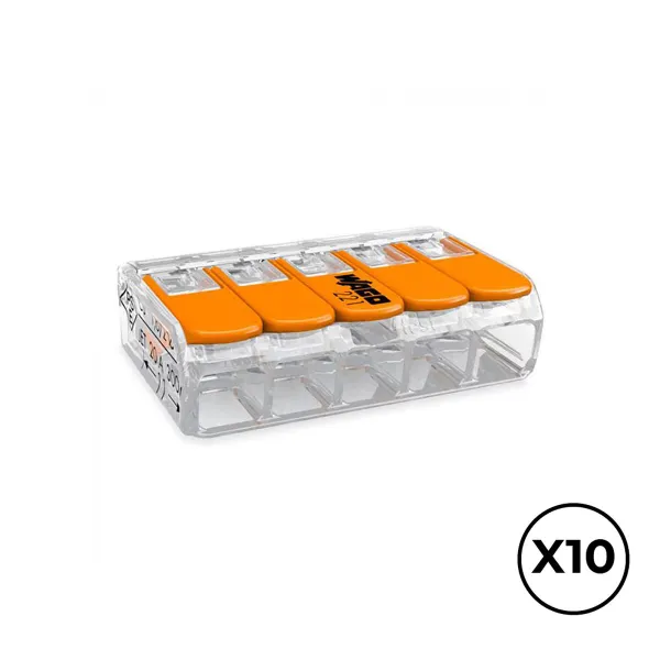 Быстроразъемный соединитель Wago 30 x 18,6 x 8,4 mm 4 mm 450 V 5 Соединений (10 штук)