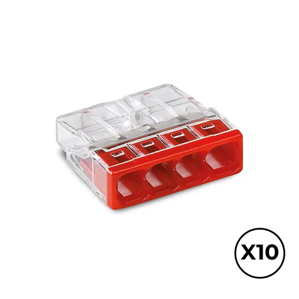 Ātrs savienotājs Wago 2,5 mm 4 Savienojumi (10 gb.)