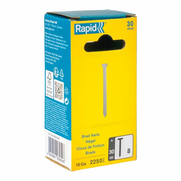 Nails Rapid 18ga 30 mm Galvanised (2250 Units)