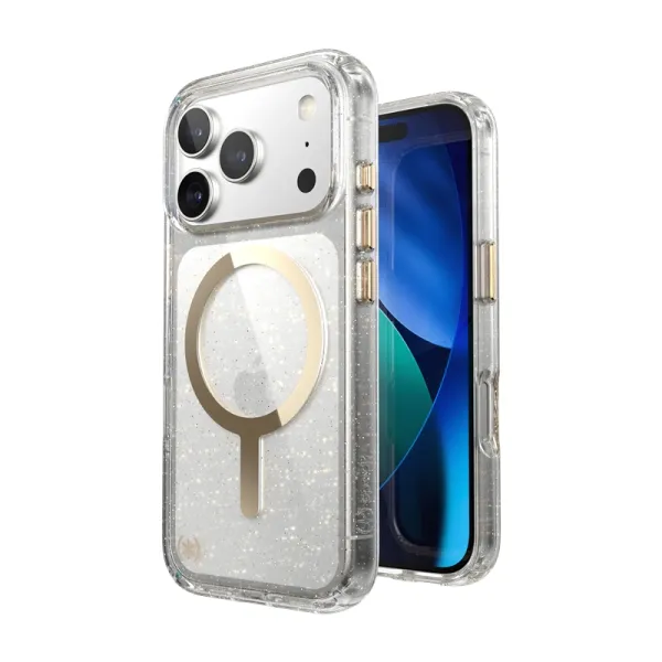 Speck Presidio Lux MagSafe - iPhone 17 Pro Case (Glitter / Gold Metallic)