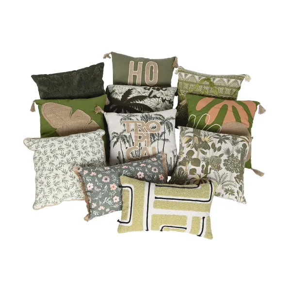 Cushion Home ESPRIT Green Beige Boho 45 x 5 x 45 cm