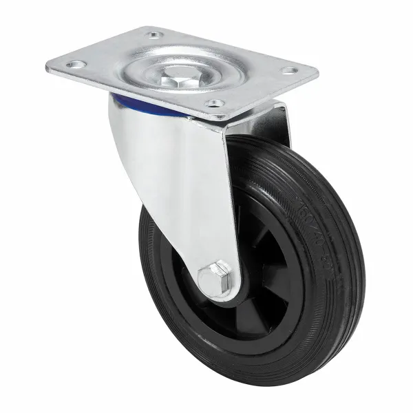 Rueda Ruedas Alex Juoda Guma Poliamix Ø 12,5 cm 110 kg sukamasis