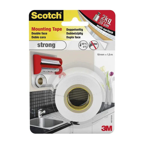 Divpusēja lente Scotch 19 mm x 1,5 m Balts