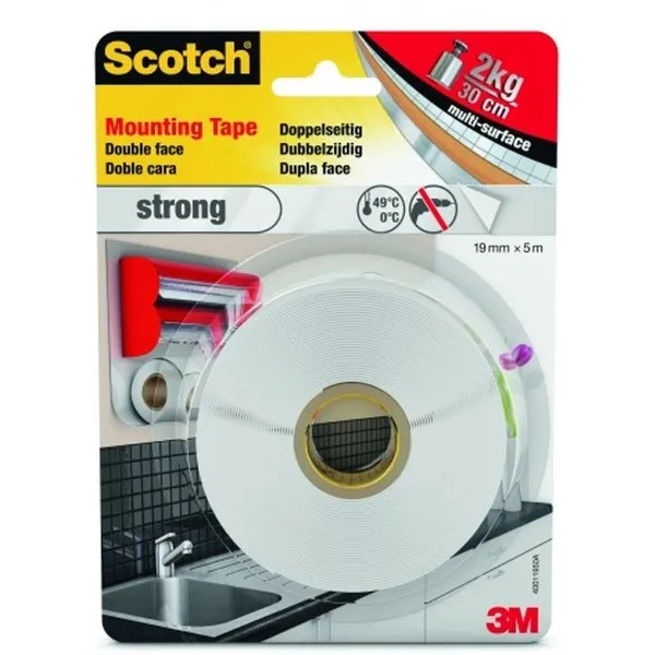 Divpusēja lente Scotch 19 mm x 5 m Balts