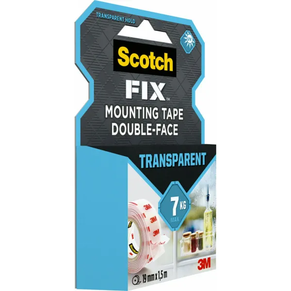 Divpusēja lente Scotch Caurspīdīgs 19 mm x 1,5 m