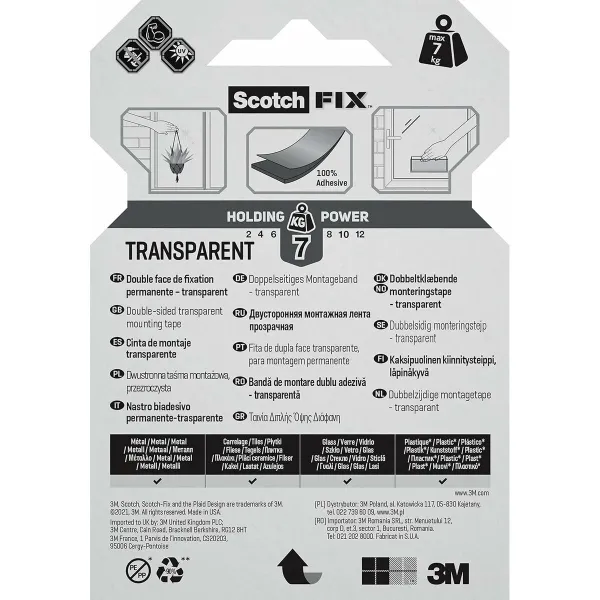 Dvipusė juosta Scotch Skaidrus 19 mm x 1,5 m