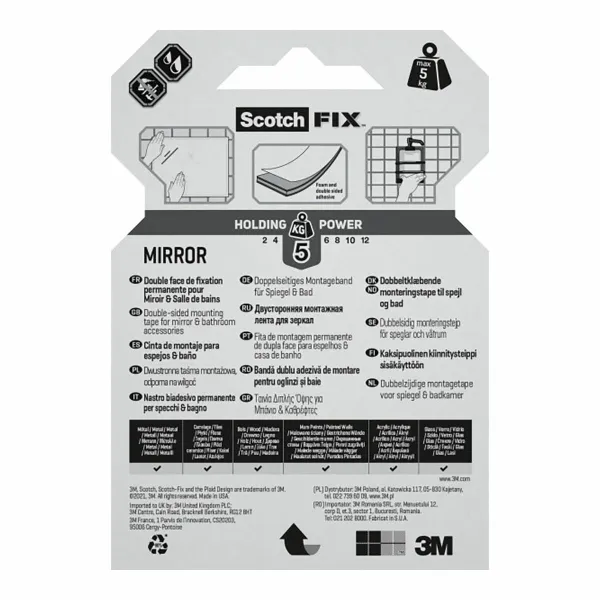 Dvipusė juosta Scotch 5 kg 19 mm x 1,5 m Veidrodžiai