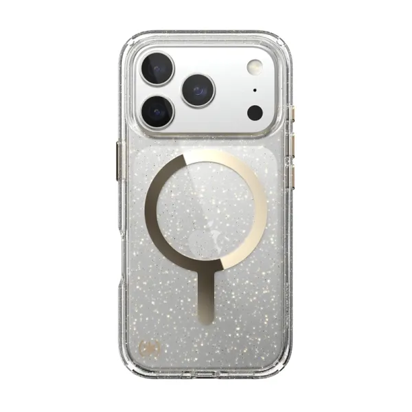 Speck Presidio Lux MagSafe - iPhone 17 Pro Case (Glitter / Gold Metallic)
