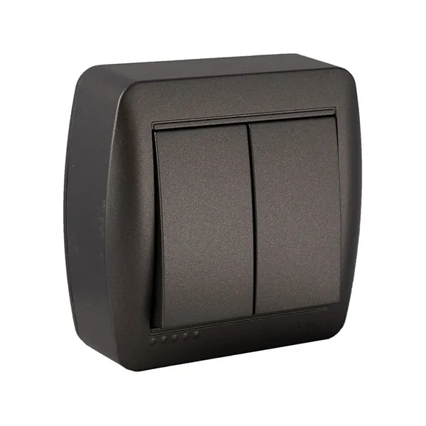 Double Toggle Switch Solera Mural 7,4 x 7,2 x 2,8 cm 250 V 10 A Graphite