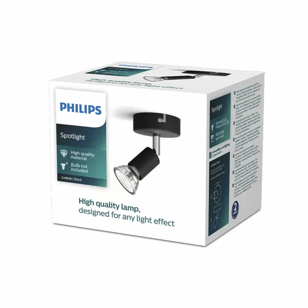 Kohdevalo Philips limbali Musta GU10