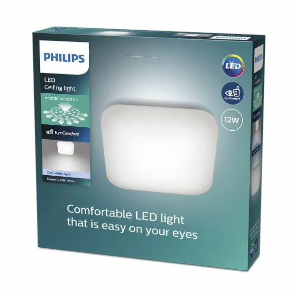 LED griestu gaisma Philips mauve 12 W 26 x 26 x 6,5 cm Balts Metāls (4000 K)