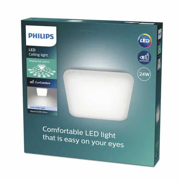 LED griestu gaisma Philips mauve 24 W 43 x 43 x 7,5 cm Balts Metāls (4000 K)