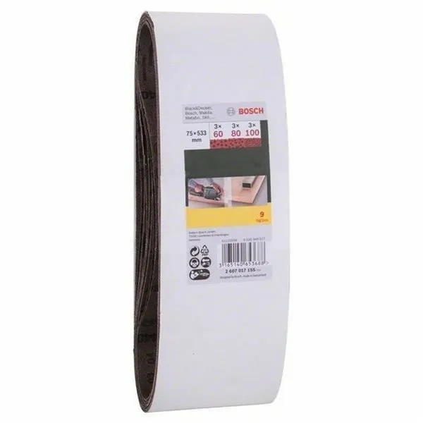 Belt sandpaper BOSCH 2607017155 9 Pieces