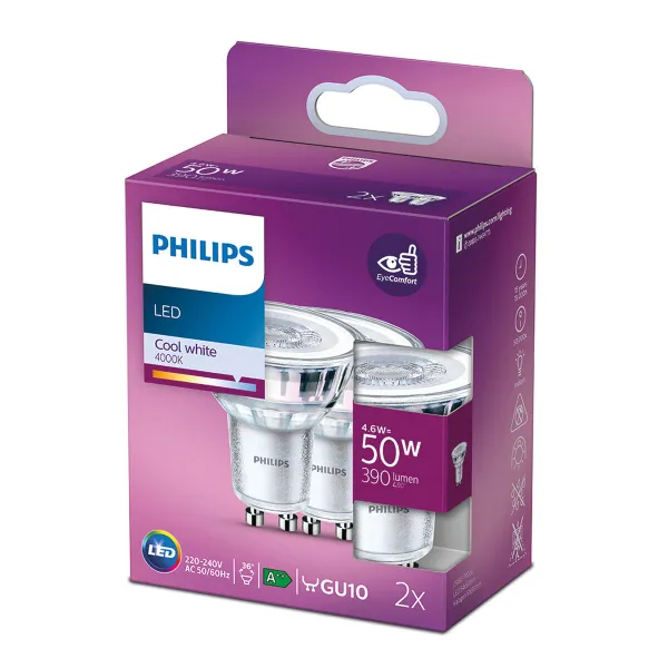 Светодиодная лампа Philips 4,6 W GU10 390 lm F A++ (4000K) (4000 K)