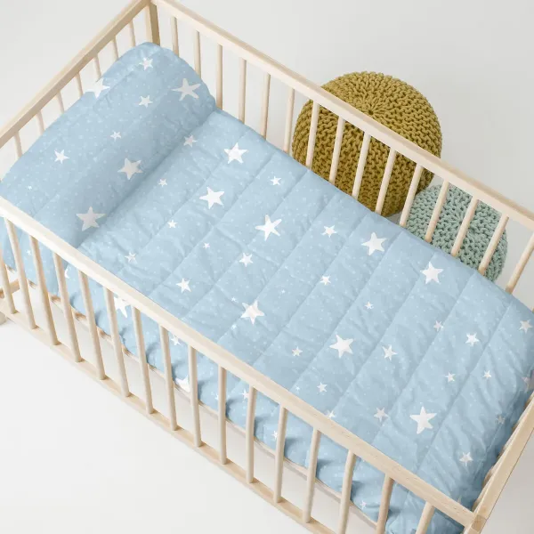 Bedspread (quilt) HappyFriday BASIC KIDS Blue 100 x 130 cm Baby Crib