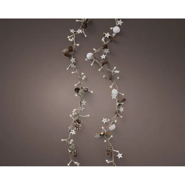 Christmas garland Lumineo Wood Pineapples Stars 1,20 m