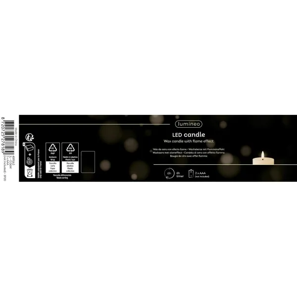 LED Žvakė Lumineo Rusvai gelsva Kreminė Ø 7 x 15 cm (AAA)