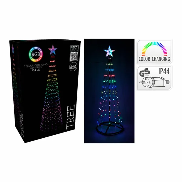 Naujametinė eglutė BASIC & CO Juoda RGB 1,5 m Metalinis Plastmasinis Kalėdos Žvaigždė Naujametinė eglutė LED