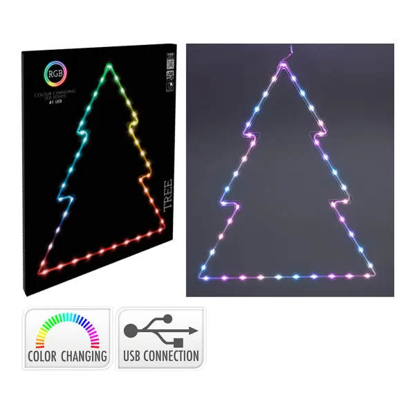 Apgaismojošs dekors BASIC & CO RGB Jaungada eglīte 48 x 60 cm