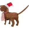 Decorative Figure BASIC & CO Brown Dog Father Christmas Hat 70 x 12 x 43 cm