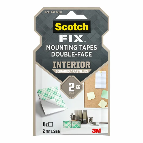 Двусторонний скотч Scotch 2 Kg 2,5 x 2,5 cm Белый (16 штук)