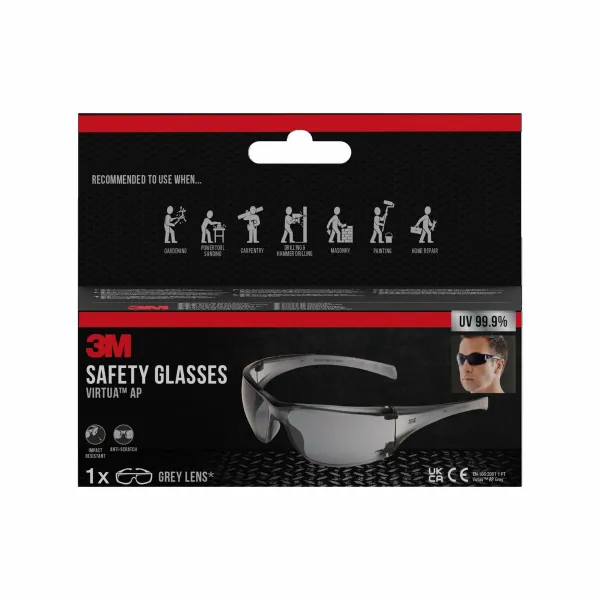 Turvalasit 3M virtua ap Harmaa Läpinäkyvä Polykarbonaatti