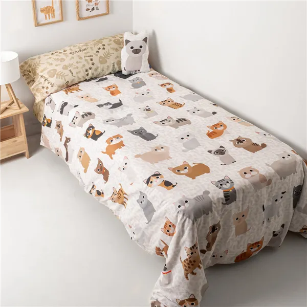 Duvet cover set HappyFriday Mr Fox Cats Multicolour 2 Pieces