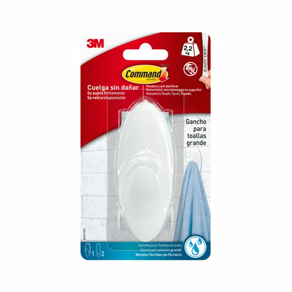 Подвесной крючок 3M 2,2 Kg Белый Пластик (1 штук)