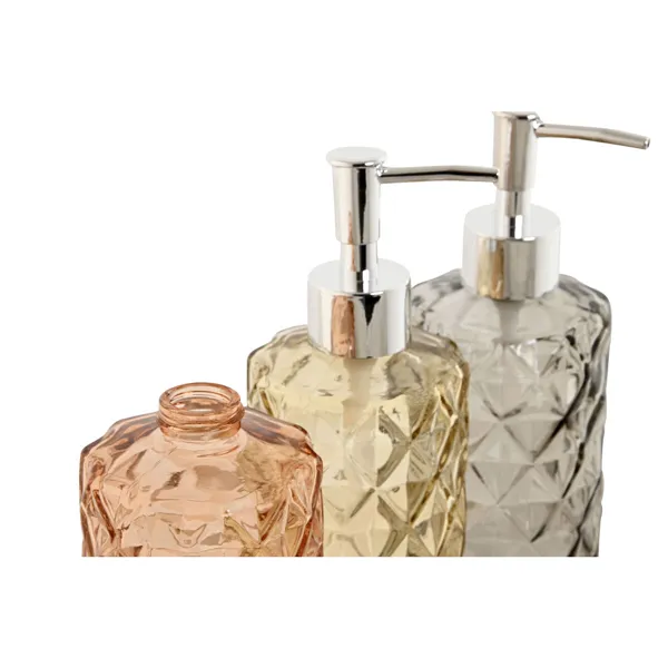 Soap Dispenser Home ESPRIT Yellow Grey Amber Silver Crystal ABS 320 ml 7,5 x 7,5 x 17,5 cm (3 Units)