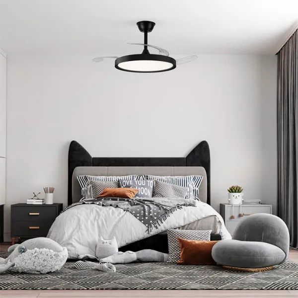 Ceiling Fan with Light CristalRecord Black 43 W (3000 K) (4000 K)