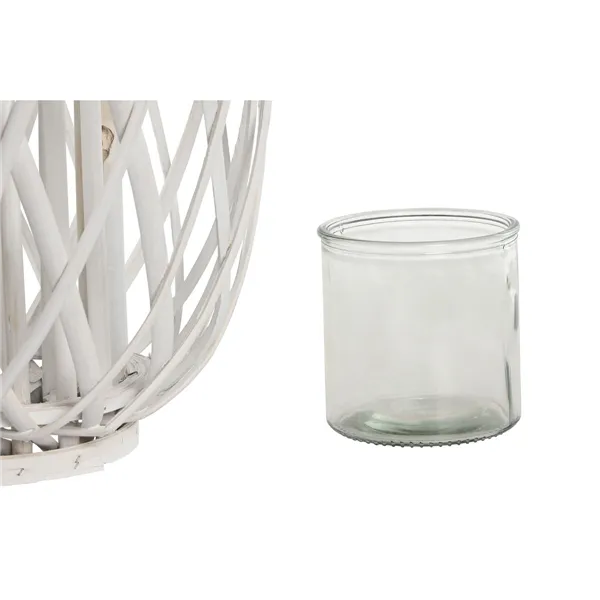 Candleholder Home ESPRIT White wicker Crystal 34 x 34 x 80 cm