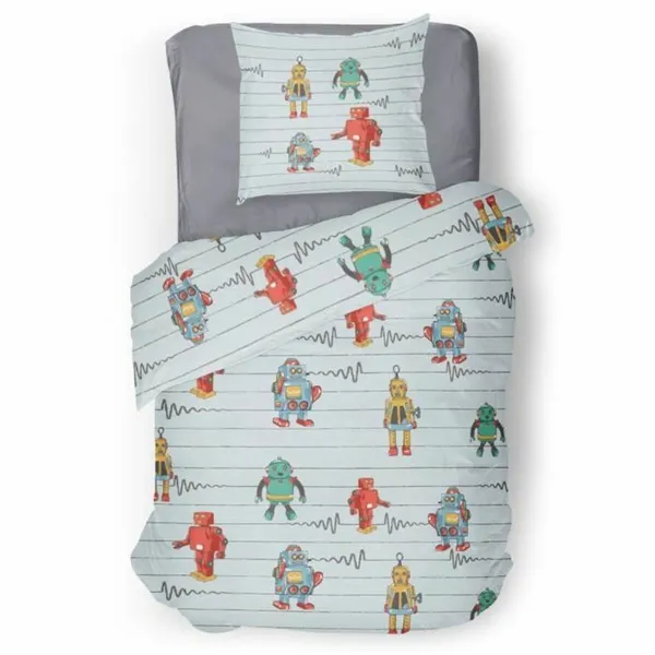 Duvet cover set Roupillon robot Grey 140 x 200 cm 2 Pieces