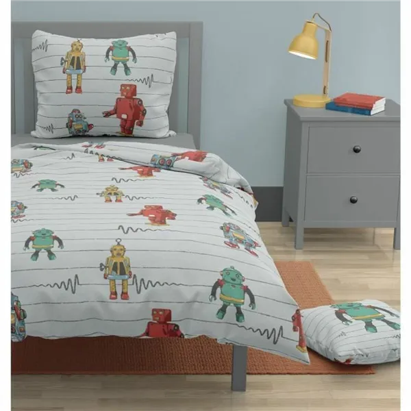 Duvet cover set Roupillon robot Grey 140 x 200 cm 2 Pieces