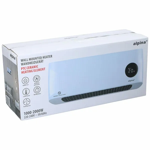 Keraaminen Sähkölämmitin Alpina Valkoinen 1000-2000 W