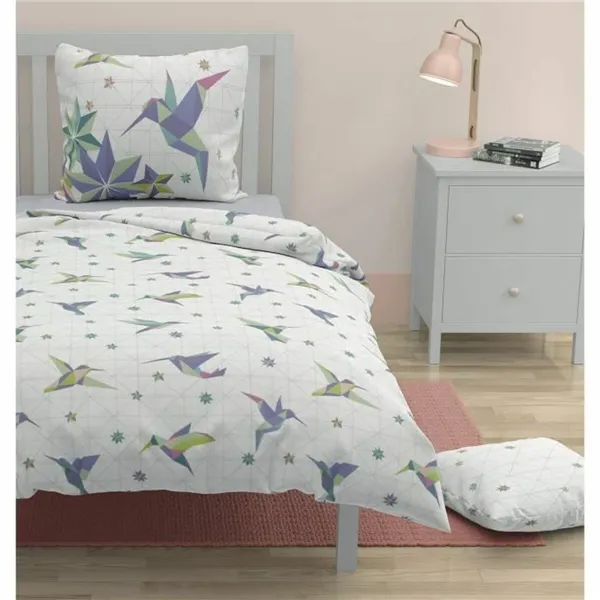 Duvet cover set Roupillon Birdie 140 x 200 cm Blue 2 Pieces