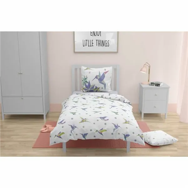 Duvet cover set Roupillon Birdie 140 x 200 cm Blue 2 Pieces