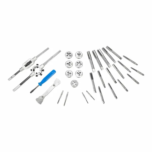 Setti ruuvileikkuritappeja ja kierteitä Workpro M3 x 0,5, M4 x 0,7, M5 x 0,8, M6 x 1,00, M7 x 1, M8 x 1,25, M10 x 1,5, M12 x 1,7