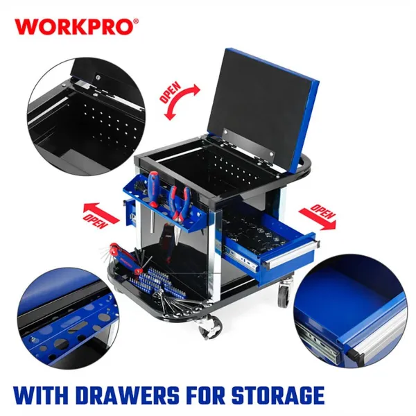 Taburete ar glabāšanas vietu Workpro 46 X 36 X 52 CM Plastmasa