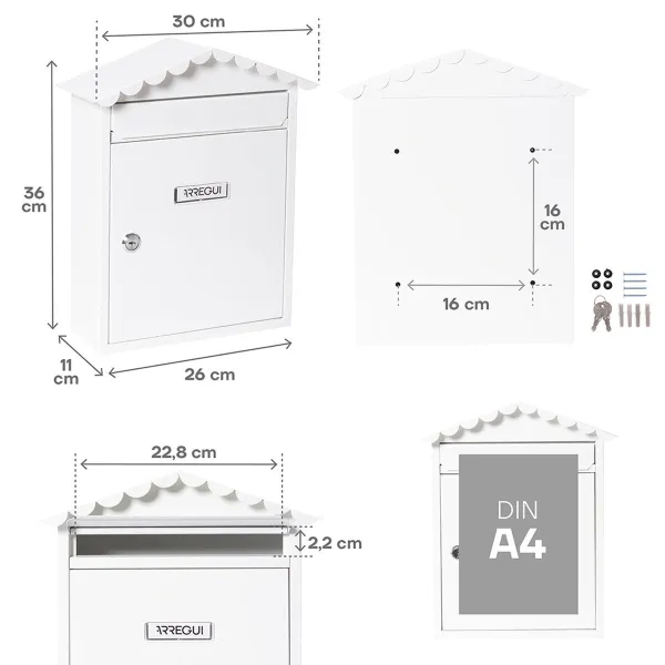 почтовый ящик Arregui Белый Сталь 30 x 11 x 36 cm