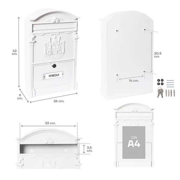 Letterbox Arregui White 26 X 9 X 42 CM Metal Aluminium