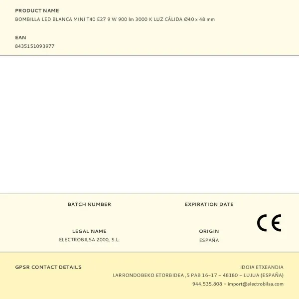 LED lamp Fbright mini t40 F E27 900 Lm Ø 4 x 4,8 cm White Warm light 9 W (3000 K)