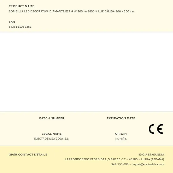 LED-lamppu Fbright Meripihka 4 W E27 200 Lm Koristeellinen (1800 K)