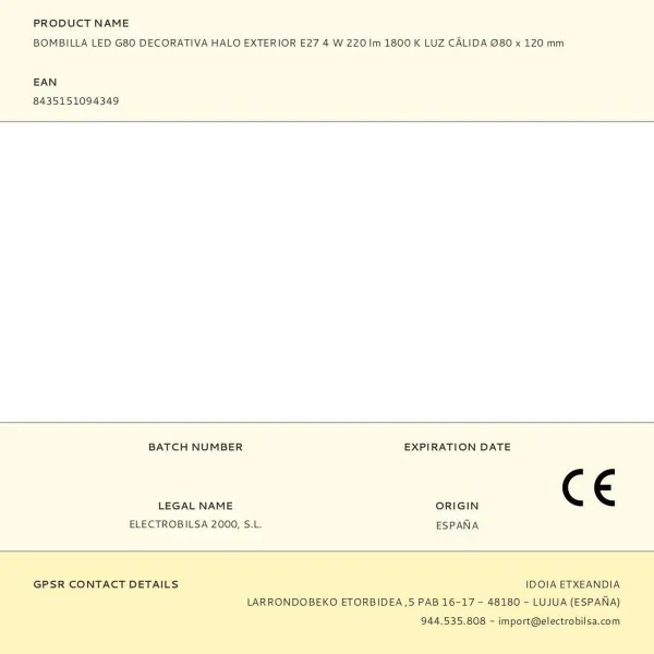 LED Spuldze Fbright g80 4 W E27 220 lm Bronza Dekoratīvie (1800 K)