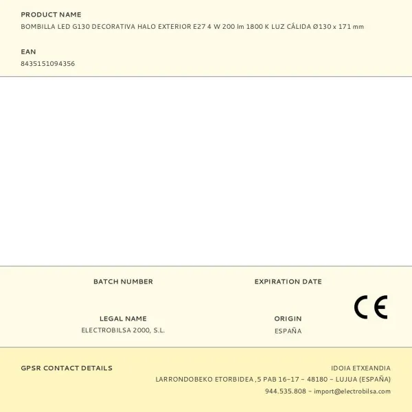LED lamp Fbright g130 4 W E27 220 lm Golden Warm light Decorative (1800 K)