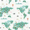 Nordic cover Kids&Cotton Mapamundi Multicolour 140 x 200 cm World Map