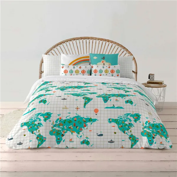 Nordic cover Kids&Cotton Mapamundi Multicolour 220 x 240 cm 240 x 220 cm World Map