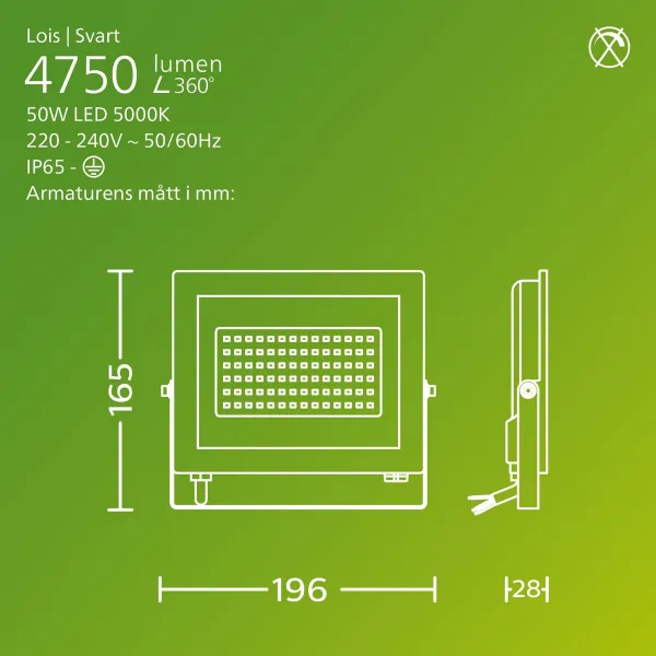 Užtvindanti šviesa / projektoriaus šviesa Philips Juoda 50 W F